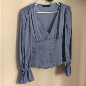 Zara silk peasant sleeve blouse